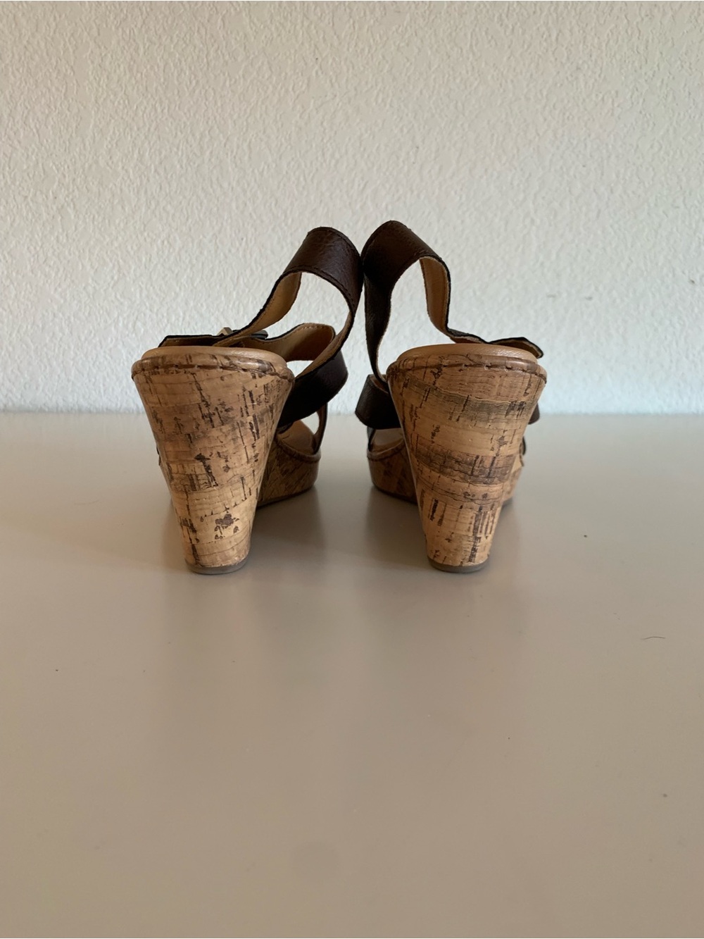 b.o.c. Brown Leather Cork Wedge Sandals - Picture 5 of 6